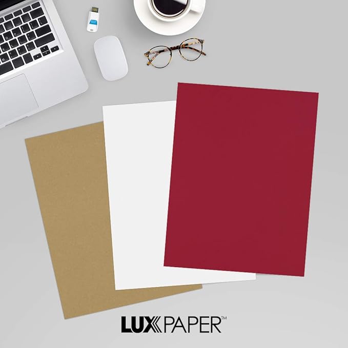 LUXPaper 8.5" x 11" Paper | Letter Size | Garnet Red | 80lb. Text | 50 Qty - Image 9