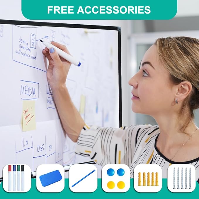 XIWODE 12x18 Inch Magnetic Dry Erase Whiteboard,Black Aluminum Frame - Image 4