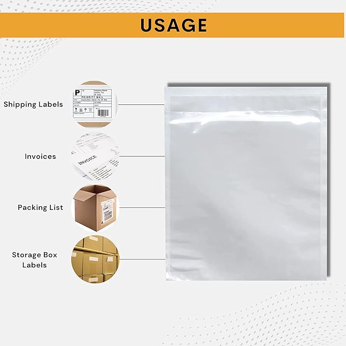 100 Pack 6"x9" Shipping Label Sleeves – Clear Self-Adhesive Packing Slip Pouches - Image 7