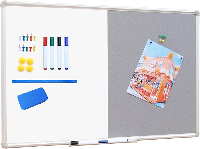 DEVELOP Large Grey Felt Bulletin & Magnetic Dry Erase Combo Board, 60 x 36 Inch - Image 9