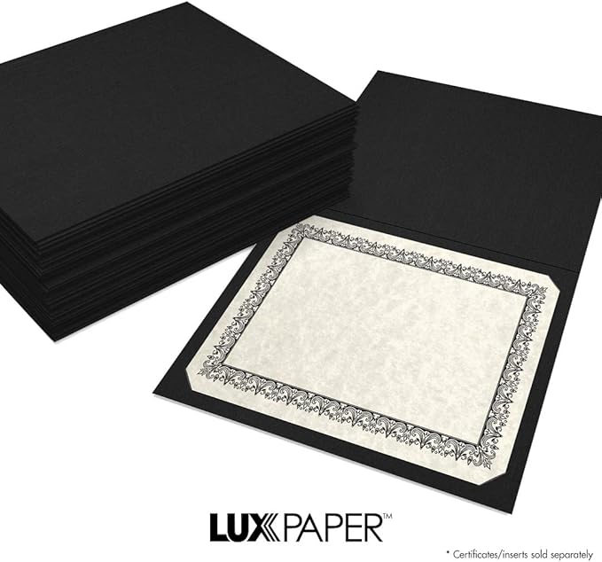 LUXPaper 9.5" x 12" Certificate Holders | Black Linen | 100lb. Cover | 100 Qty - Image 8