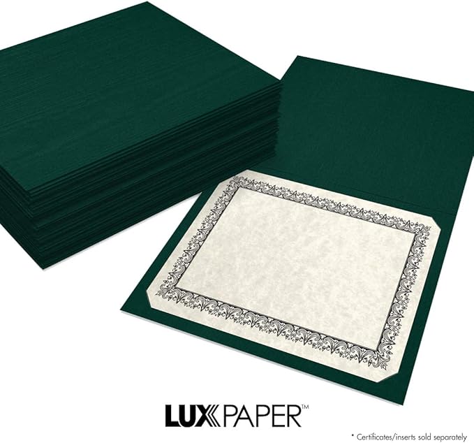 LUXPaper 9.5" x 12" Certificate Holders | Green Linen | 100lb. Cover | 250 Qty - Image 8