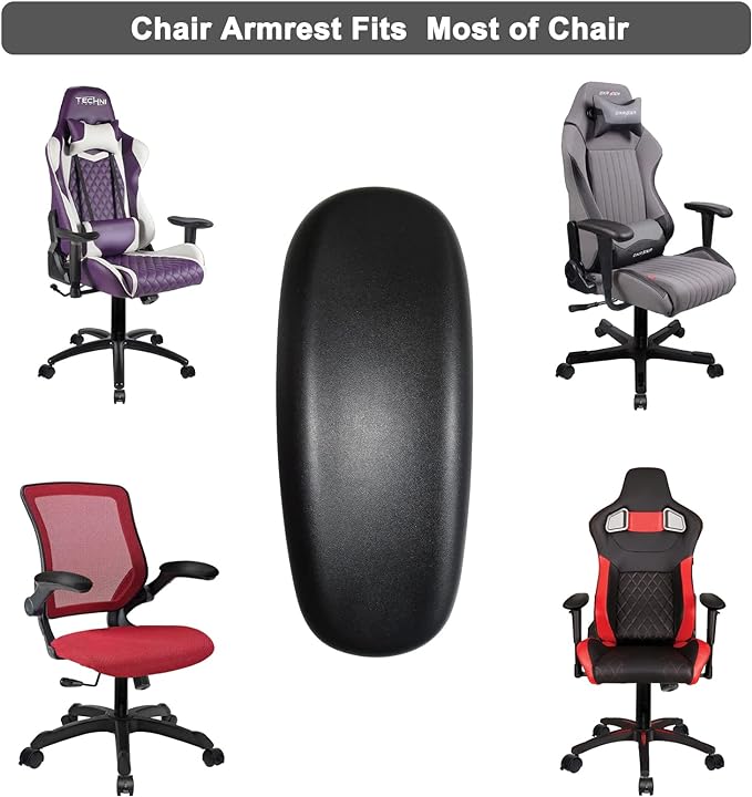 MySit Office Chair Armrest Replacement Arm Pads Univeral 4" Mounting Hole Black - Image 6
