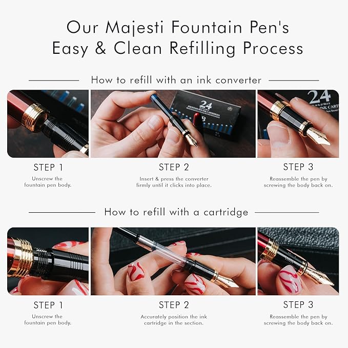 Wordsworth & Black Majesti Fountain Pen- Luxury Case, 24K Gold Finish; 18K - Image 9