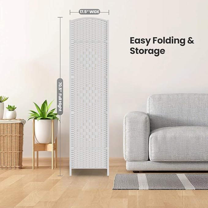 Cocosica Folding Room Divider, Weave Fiber Privacy Screen, Extra Wide Room - Image 7