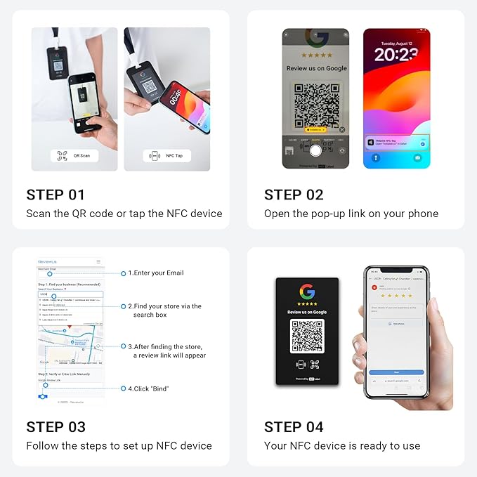 HotLabel Review Card 3-Pack + For Boosting Business Reviews + Black + NFC Tap & - Image 6