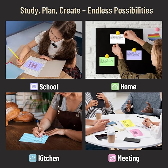 600 Count Colored Index Cards 3 x 5 Inch Ruled Index Cards, Flash Cards College - Image 7