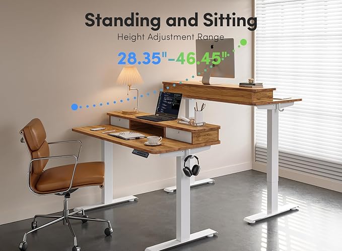 FEZIBO 63 x 28 Inch Deeper Height Adjustable Electric Standing Desk - Image 9
