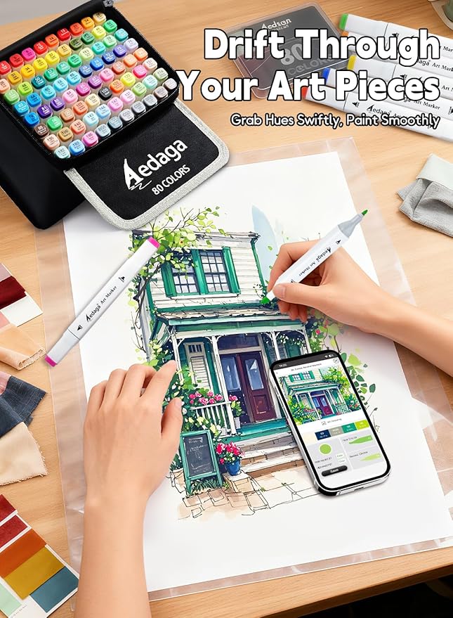 AEDAGA 80 Colors Alcohol Markers - Image 6