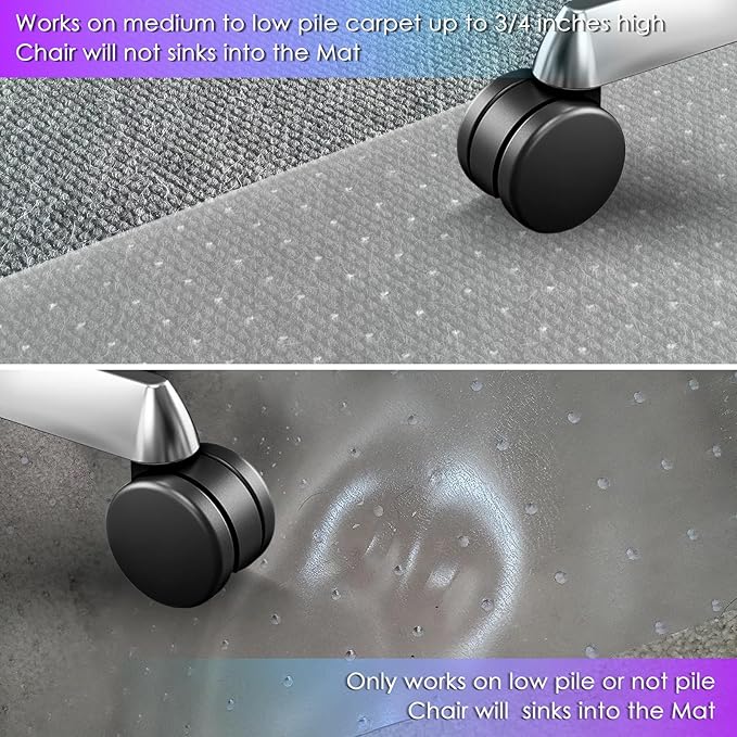 Vicwe Office Chair Mat for Carpet, Easy Rolling Hard Mat for Office Chair on - Image 7