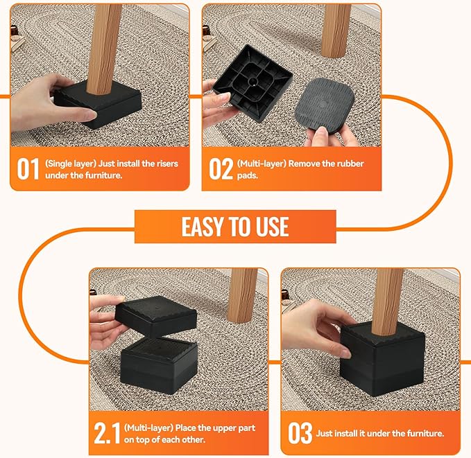shouwuhho Furniture Risers, 4 Pack Bed Risers - Image 7