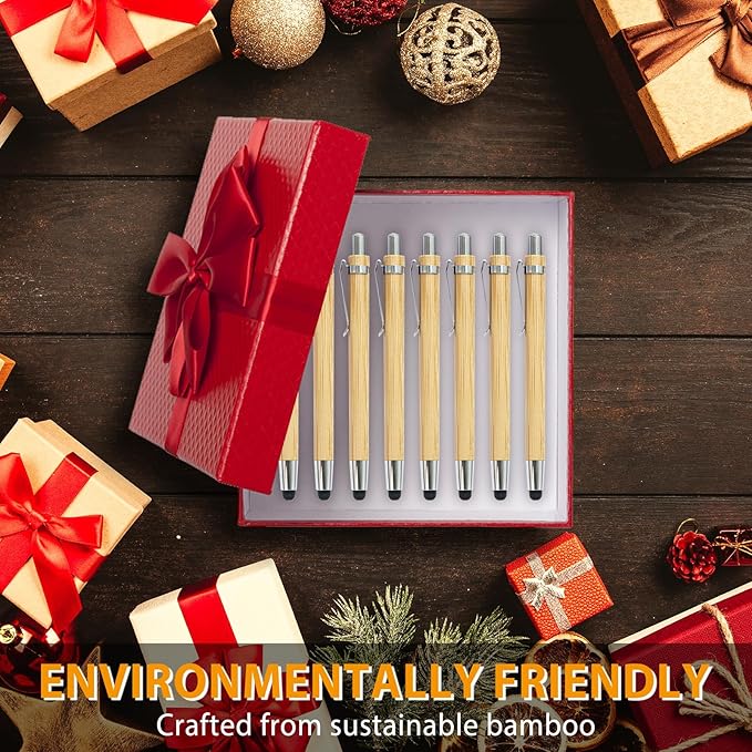 lyforx 200pcs Bamboo Pens Bulk 2-in-1 Stylus Tip Wooden Bamboo Pens Engraving - Image 6