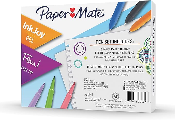 Paper Mate Pens Variety Pack, InkJoy Retractable Gel Pens, Flair Felt Tip - Image 6