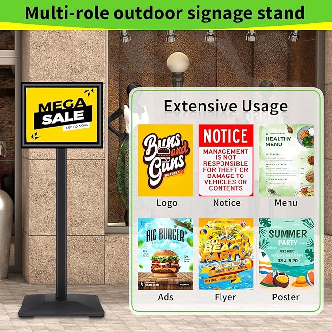 INNOVSIGN 3Packs Heavy Duty Adjustable Pedestal Poster Sign Stand, 11x17 - Image 9