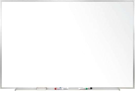 Ghent 4 x 10 Aluminum Frame Porcelain Magnetic Whiteboard, 1 Marker, 1 Eraser by Ghent