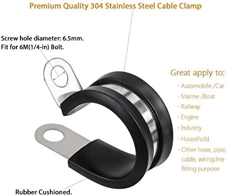 LOKMAN 20 Pack 1-1/4 Inch Stainless Steel Cable Clamp, Rubber Cushioned - Image 3