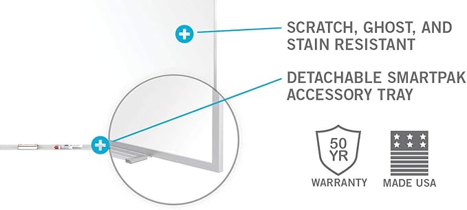 Ghent 4 x 6 Aluminum Frame Porcelain Magnetic Whiteboard, 1 Marker, 1 Eraser" - Image 4