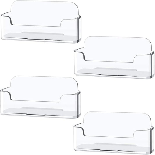 Qizpcer 4 Pack Clear Plastic Business Card Holder, Acrylic Business Card Display by Qizpcer