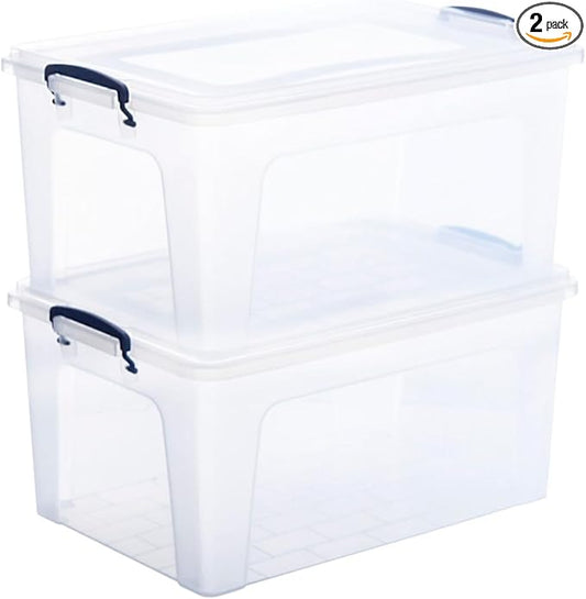Superio Storage Bins with Lids, Stackable Totes, BPA Free, Odor Free, Organizer by Superio
