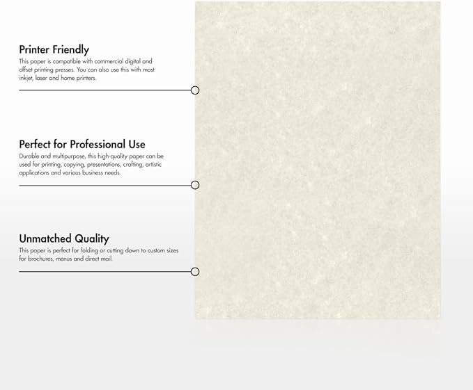 LUXPaper 8.5" x 11" Paper | Letter Size | Cream Parchment | 60lb. Text | 1 - Image 8