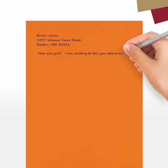 LUXPaper 8.5" x 11" Paper | Letter Size | Mandarin Orange | 80lb. Text | 250 Qty - Image 5