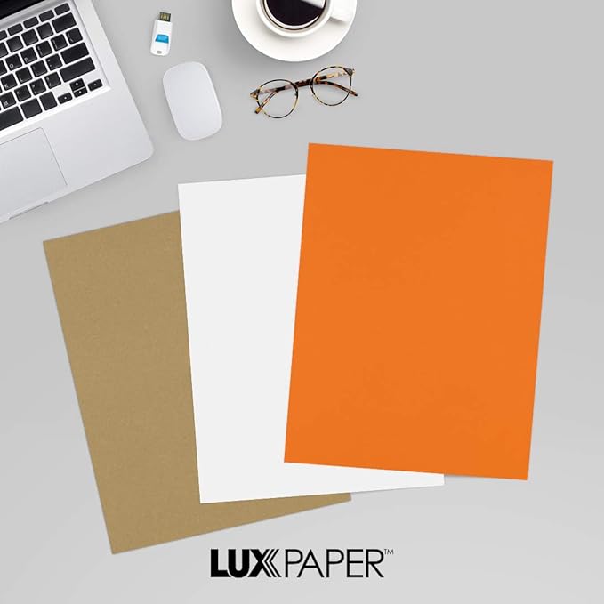 LUXPaper 8.5" x 11" Paper | Letter Size | Mandarin Orange | 80lb. Text | 250 Qty - Image 9