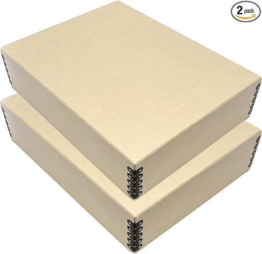 Lineco, 9x12 Tan Color Museum Archival Storage Box, Drop Front Design. Acid-Free by Lineco