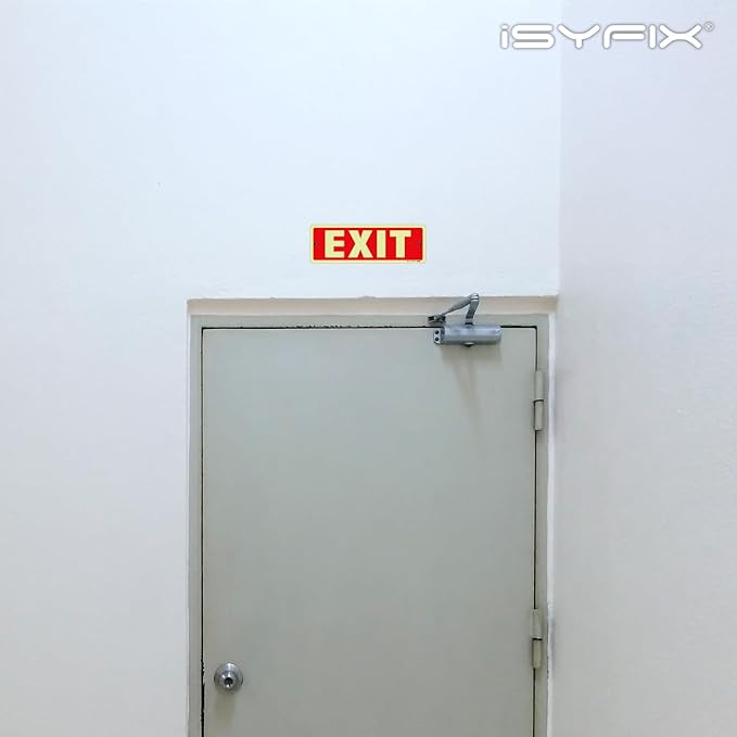 iSYFIX Exit Glow in the Dark Sign Aluminum – 2 Pack 12x4 Inch – Photoluminiscent - Image 6