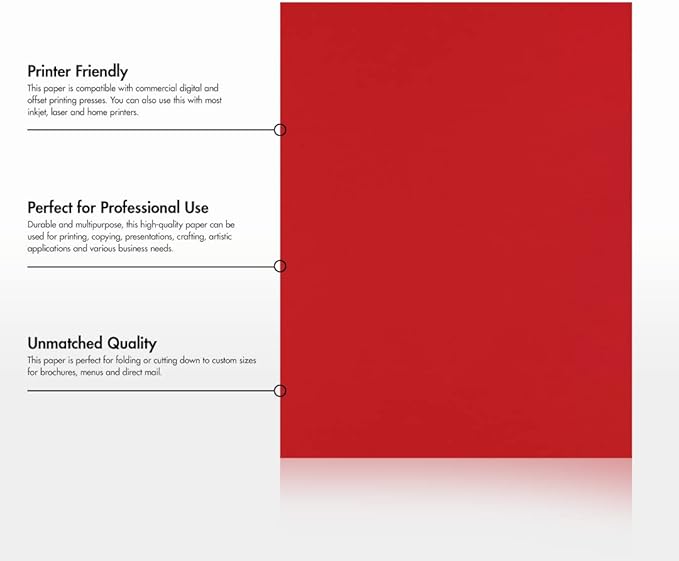 LUXPaper 8.5" x 11" Paper | Letter Size | Ruby Red | 80lb. Text | 1, 000 Qty - Image 8