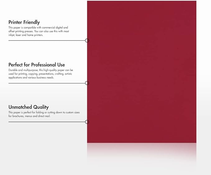 LUXPaper 8.5" x 11" Paper | Letter Size | Garnet Red | 80lb. Text | 250 Qty - Image 8