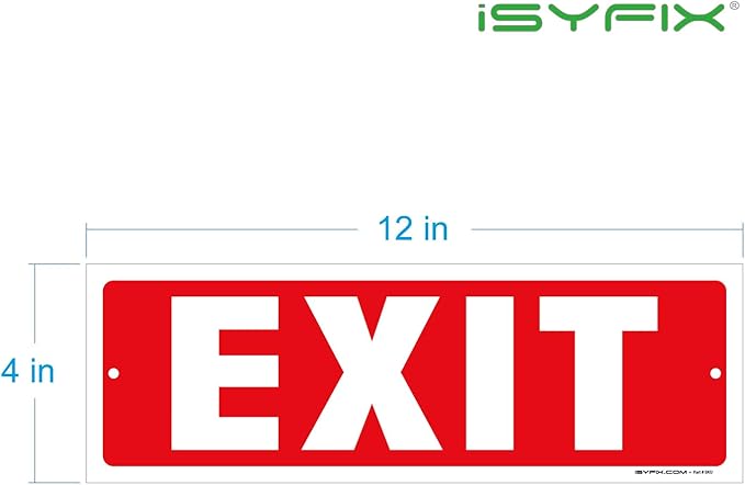 iSYFIX Exit Sign – 2 Pack 12x4 Inch – 40 mil Thick Polystyrene Plastic Sign - Image 8