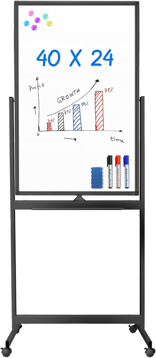 maxtek Magnetic Mobile White Board, 40 x 24 Double Sided Dry Erase Board by Maxtek