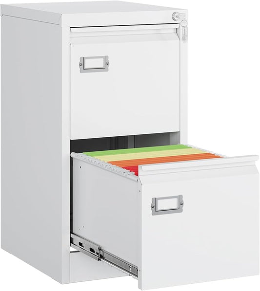 MIIIKO White 2 Drawer File Cabinet, Vertical Filing Cabinet by MIIIKOOfficeFurniture