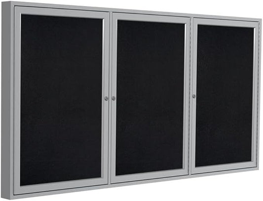 Ghent 48" x 72" 3-Door indoor Enclosed Recycled Rubber Bulletin Board, Shatter by Ghent