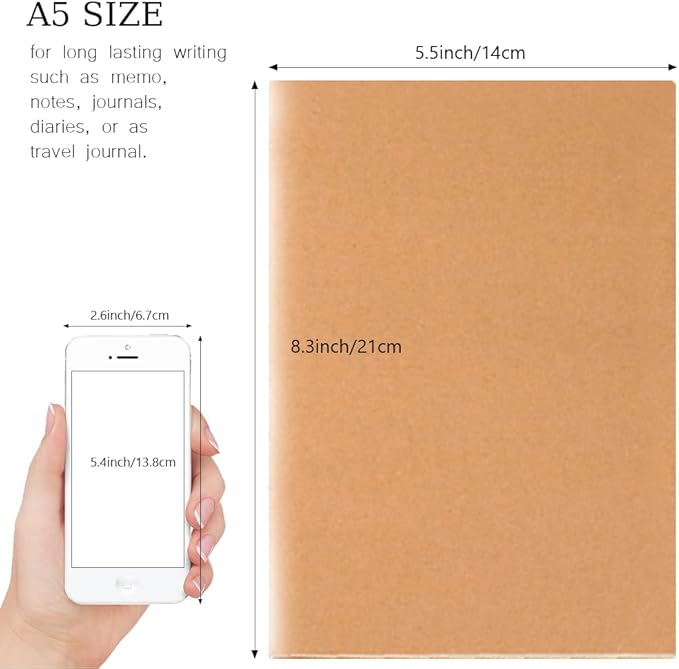 Bulk A5 Journal Notebook, Kraft Cover 60 Pages Lined Paper Journal - Image 2