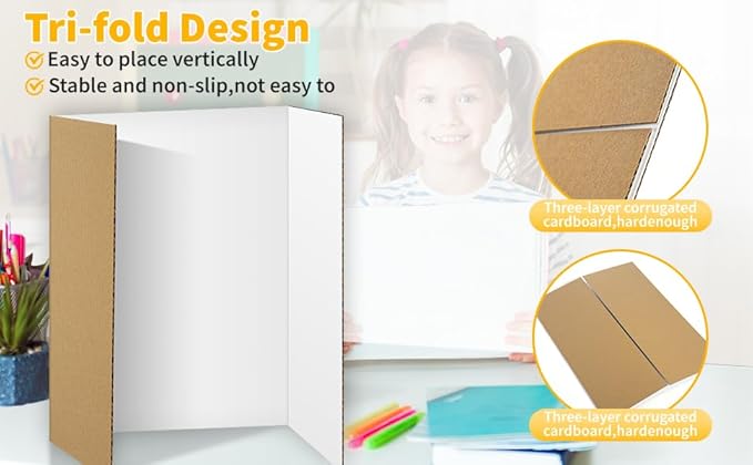 20 Pack Trifold Poster Board, Single-Sided White Poster Board - Image 8