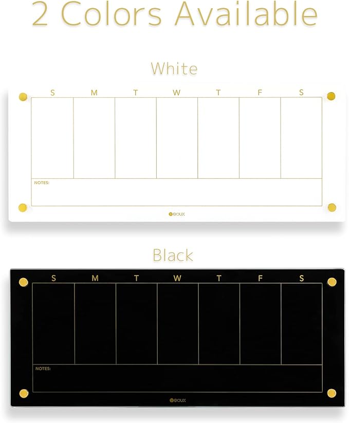 Black Glass Golden Weekly Dry Erase Calendar Whiteboard - Image 7