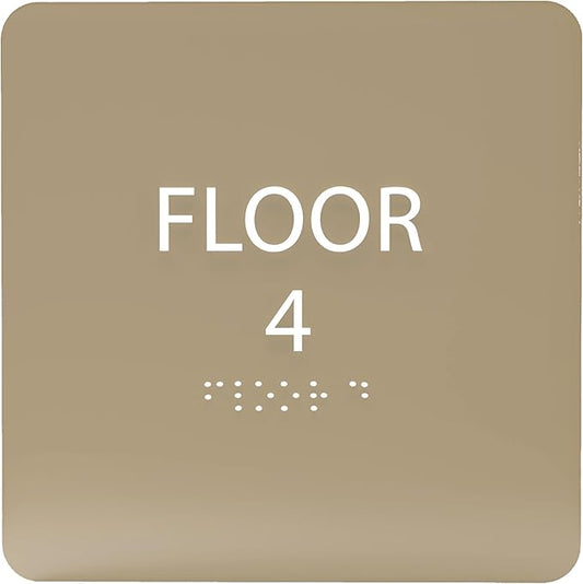 Light Brown ADA Floor 4 Sign by ADACentralSigns