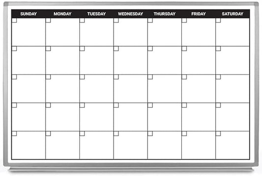 Month Calendar Dry-Erase Scheduling Whiteboard 36" x 24" by CreativeSafetySupply