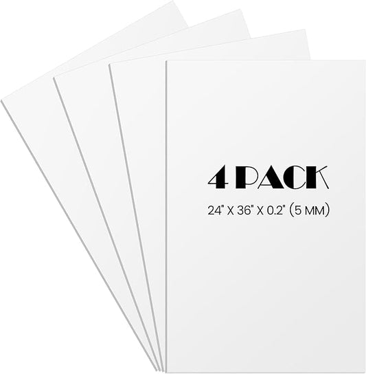 Elcoho 4 Pack White Foam Board, 24 x 36 Inch Acid-Free Foam Core Board by Elcoho