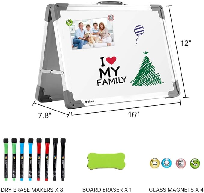 Small Dry Erase White Board – TANKEE Magnetic Desktop Foldable Whiteboard - Image 5