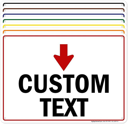 Custom Arrow, Custom Directional Sign, Down Arrow, 10x14 Inches, 55 mil thick by MySignCenter