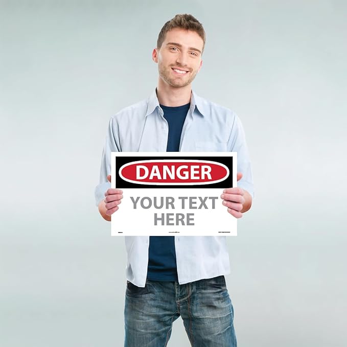 Custom OSHA Style Danger Sign 12" x 18" Adhesive Vinyl Sign, Customizable "Your - Image 2