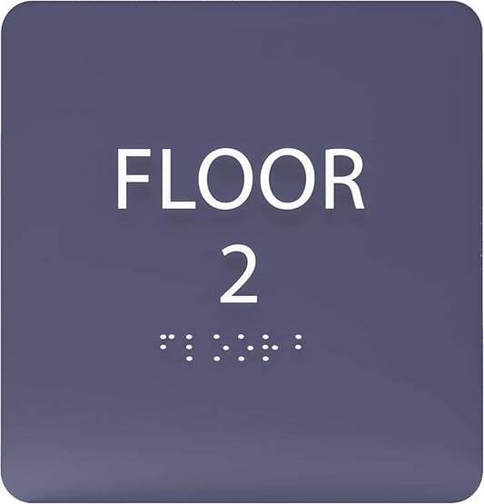 Navy ADA Floor 2 Sign with Braille – Made from Durable Acrylic and Ready to by ADACentralSigns