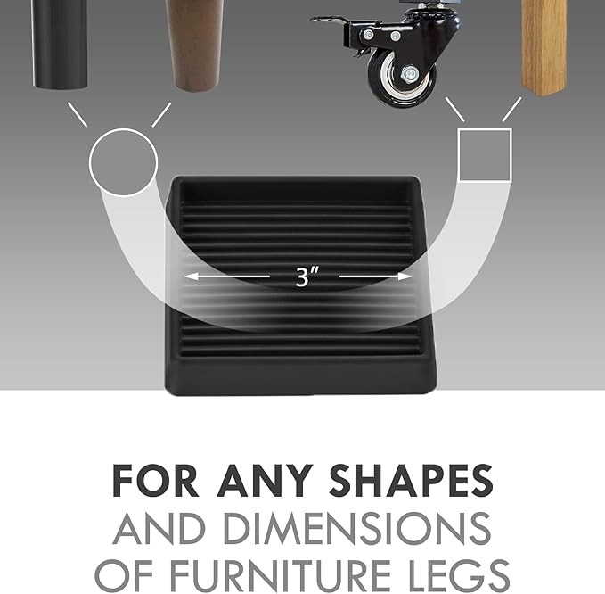 VOCOMO 3X3 Rubber Caster Cups, Non Slip Furniture Pads, Anti-Slip Furniture - Image 2