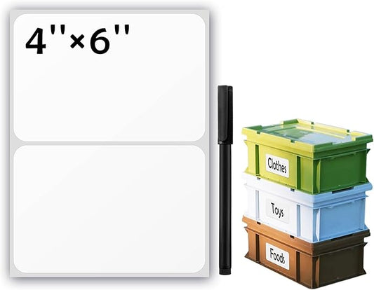 100Pcs Large White Labels for Storage Bins, 6x4 Inch Removable Labels, Large by JIEHENG