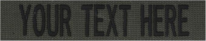 Custom Uniform Name Tapes Solid Colors. Olive Drab Webbing, 5 Inch Hook Fastener by NORTHERNSAFARI