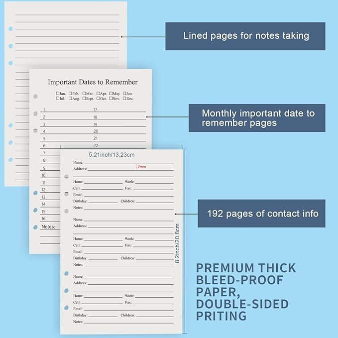 Happyaokeland Address Book Refill Pages 648 Contacts Durable Dividers - Image 2