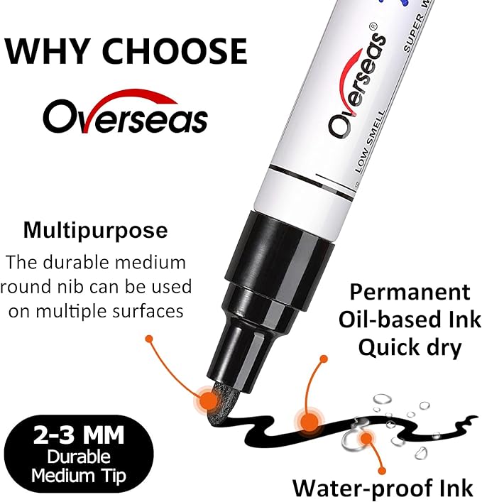 Overseas Black Paint Marker Pens - Image 2