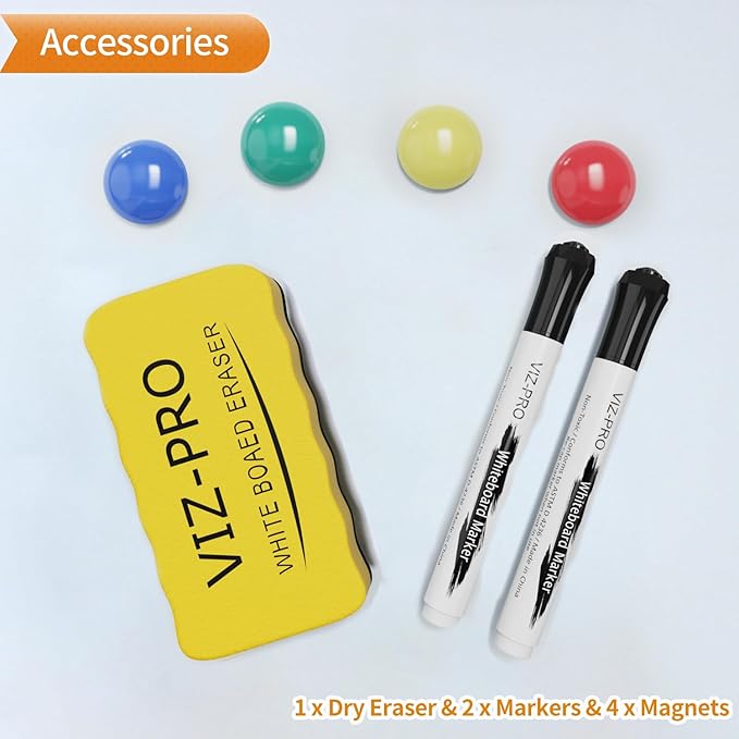 VIZ-PRO Magnetic Whiteboard/Dry Erase Board, 48 X 24 Inches, Includes 1 Eraser - Image 4